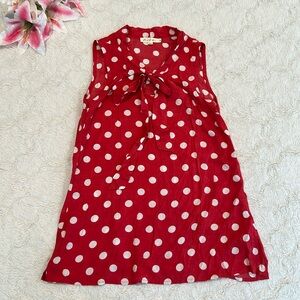 Comme Toi… Red Polka Dot Tie-neck Tank Top